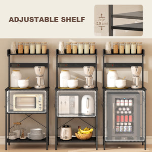 Kitchen Baker's Rack with Power Outlet, Coffee Bar Station with Adjustable Shelves and Hooks – view 39