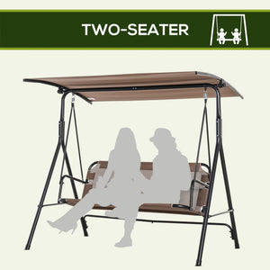 2-Person Porch Swing Chair, 2 Seater Patio Swing Bench w/ Adjustable Canopy, Breathable Seat for Garden – view 10