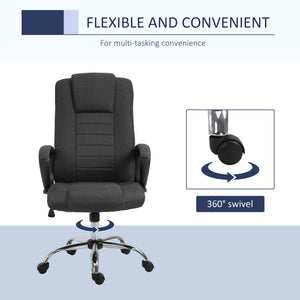 High Back Office Chair, Height Adjustable Computer Desk Chair with Swivel Wheels and Tilt Function, Charcoal Grey