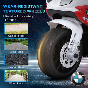 Aosom Kids Motorcycle, 6V Battery Powered Toddler Motorcycle with Headlight, Music, 3 Wheels Electric Motorcycle for Kids, Licensed BMW, Gift for Boys & Girls -