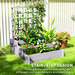 Wooden Elevated Planter Box with Trellis for Climbing Plants, 3 Tier Raised Garden Bed for Garden, Outdoor – view 11