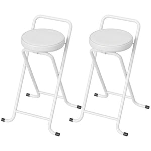 Foldable Bar Stools Set of 2, Folding Kitchen Chairs with PU Cushioned Seat, Footrest, Black – view 8