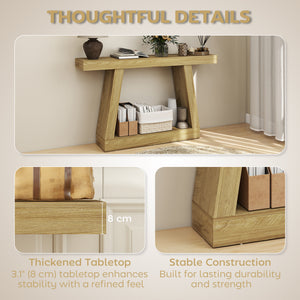 55" Farmhouse Console Table, 2-Tier Entryway Table with Storage for Hallway, Living Room, Behind Couch, Oak
