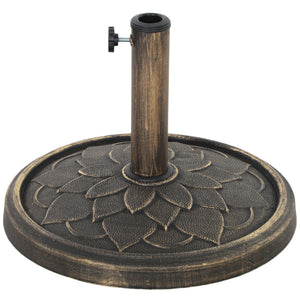 Round Patio Umbrella Base, 26 lbs Resin Umbrella Stand Base, Heavy Duty Patio Umbrella Holder, Bronze