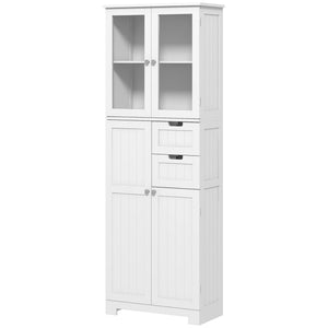 Floor Bathroom Storage Cabinet, Tall Bathroom Cabinet with Adjustable Shelves, for Kitchen, Living Room, White