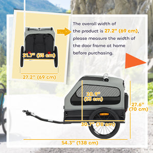 Dog Bike Trailer for Small & Medium Dogs up to 44 lbs, Universal Bicycle Coupler, Flip-Down Ramp Tailgate, Grey