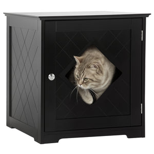 Cat Litter Box Enclosure End Table, Indoor Cat Washroom with Magnetic Door