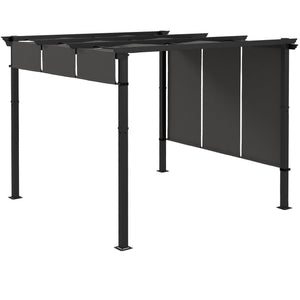 10' x 10' Metal Pergola, Outdoor Pergola with Retractable Canopy, for Garden, Patio, Backyard, Deck