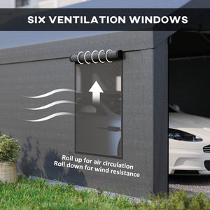 12 x 20ft Carport with 2 Roll-Up Doors, 4 Windows, Portable Garage with Removable Sidewalls for Car, Truck – view 5