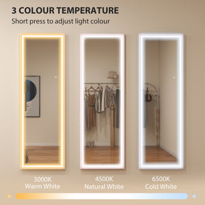LED Mirror with Dimmable and 3 Colour Lights, 64" x 21" Rectangular Full Body Mirror for Bedroom Living Room, Pink
