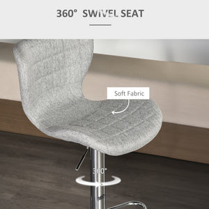 Set of 2 Counter Height Bar Stools Swivel Stool Height Adjustable Bar Chairs with Footrest for Kitchen Dining Home Pub, Grey
