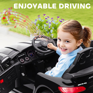 Qaba Mercedes-Benz AMG GTR Licensed 12V Battery Powered Kids Electric Car w/ Remote, Soft Start, Lights, Music Horn, Black