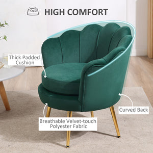 Modern Accent Chair, Velvet-Touch Fabric Leisure Club Chair with Gold Metal Legs for Bedroom, Dark Green – view 4