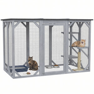 71"L Catio Outdoor Cat Enclosure, Indoor Cat Cage, Pet House, Small Animal Hutch for 1-2 Rabbit, Kitten – view 8