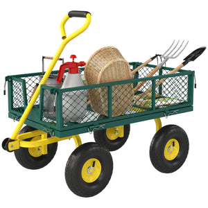 Garden Cart, Utility Wagon Cart with Removable Sides, Convert into Flatbed, 10" Wheels