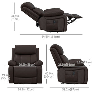 PU Leather Reclining Chair with Vibration Massage Recliner, Swivel Base, Rocking Function, Remote Control – view 2