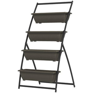 5-Tier Vertical Raised Garden Planter with 5 Boxes, Wheels, Outdoor Plant Stand for Vegetable Flowers, Brown – view 8