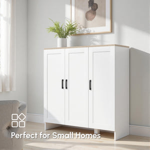 Modern Sideboard Buffet Cabinet, Modern Kitchen Storage Cabinet with 3 Doors Adjustable Shelves – view 13