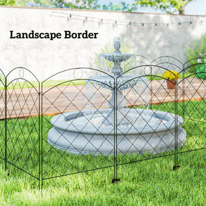 4 Pack Garden Fencing for Yard, Decorative Fence Panels as Animal Barrier and Flower Edging, Circle, Black