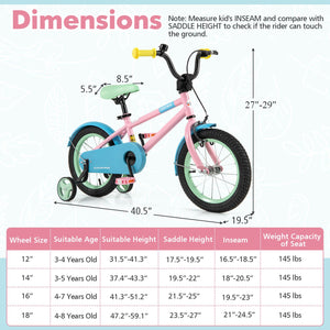 Kid's Bike with Adjustable Handlebar and Saddle Pink-14 Inches view 4