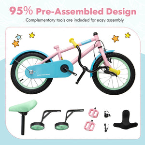 Kid's Bike with Adjustable Handlebar and Saddle Pink-14 Inches view 9