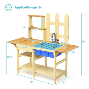 Kid's Outdoor Wooden Pretend Cook Kitchen Playset Toy view 5