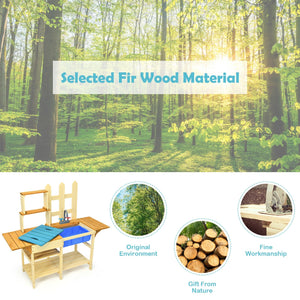 Kid's Outdoor Wooden Pretend Cook Kitchen Playset Toy view 7