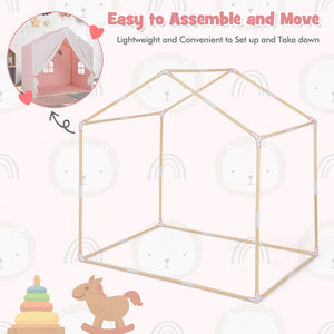 Kid's Play Tent with Washable Cotton Mat and Flag Banner-Pink view 9