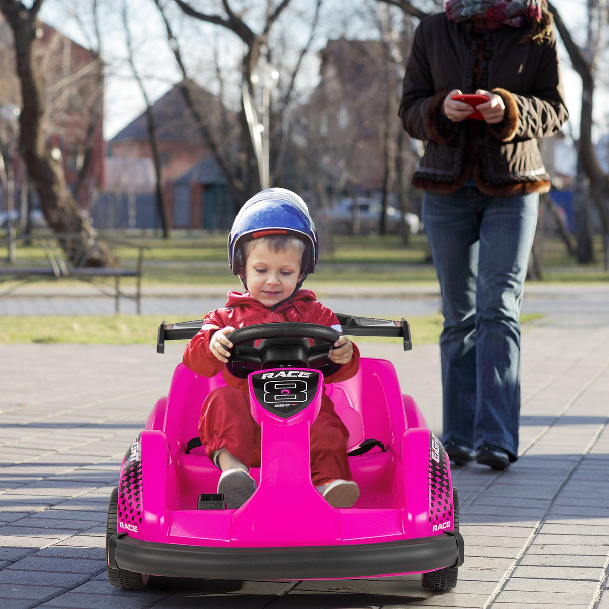 Kids 6V Ride On Go Cart with Remote Control and Safety Belt-Pink view 2