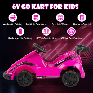 Kids 6V Ride On Go Cart with Remote Control and Safety Belt-Pink view 3