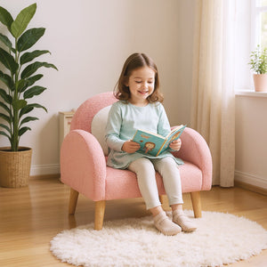 Kids Armchair with Comfy Backrest and Armrests-Pink view 3