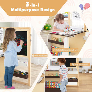 Kids Art Center Wooden Table Bench Set-Brown view 7