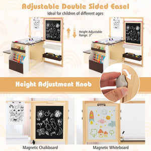 Kids Art Center Wooden Table Bench Set-Brown view 9