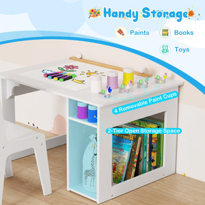 Kids Art Table and Chair Set Toddler Craft Drawing Desk-White view 6
