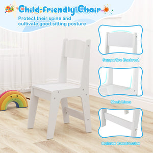 Kids Art Table and Chair Set Toddler Craft Drawing Desk-White view 7