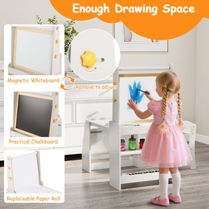 Kids Art Table and Chair Set with Easel and Chair for Drawing Reading-Grey view 7