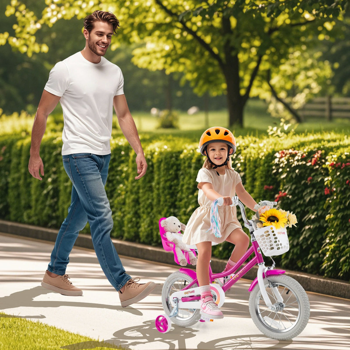Kids Bike 12 Inch with Training Wheels and 2 Brake System for 3-4 Years Old view 2