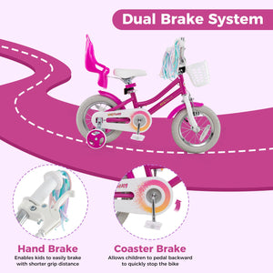 Kids Bike 12 Inch with Training Wheels and 2 Brake System for 3-4 Years Old view 6