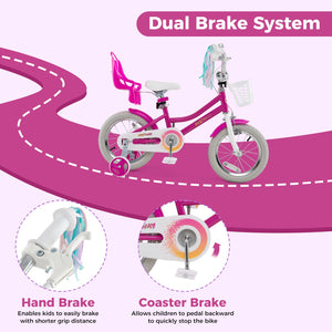 Kids Bike 14 Inch with Training Wheels and 2 Brake System for 3-5 Years Old view 6