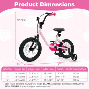 Kids Bike for 3-7 Years Old Boys and Girls 12/14/16-Inch Children Bicycle-Pink 14 Inch view 4