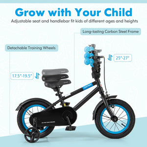 Kids Bike with Adjustable Handlebar and Saddle Black-12 Inches view 5