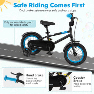Kids Bike with Adjustable Handlebar and Saddle Black-12 Inches view 6