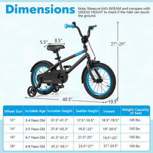 Kids Bike with Adjustable Handlebar and Saddle Black-14 inches view 4