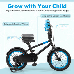 Kids Bike with Adjustable Handlebar and Saddle Black-14 inches view 6