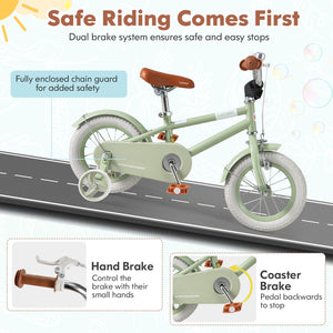 Kids Bike with Adjustable Handlebar and Saddle Green-12 Inches view 6