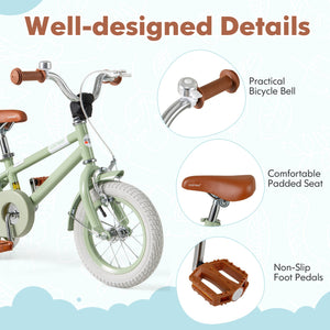Kids Bike with Adjustable Handlebar and Saddle Green-12 Inches view 7