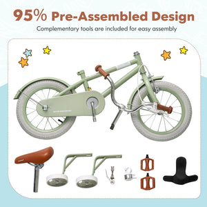 Kids Bike with Adjustable Handlebar and Saddle Green-12 Inches view 9