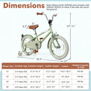Kids Bike with Adjustable Handlebar and Saddle Green-16 Inches view 4