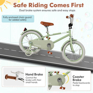 Kids Bike with Adjustable Handlebar and Saddle Green-16 Inches view 7