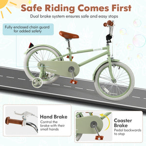 Kids Bike with Adjustable Handlebar and Saddle Green-18 Inches view 8